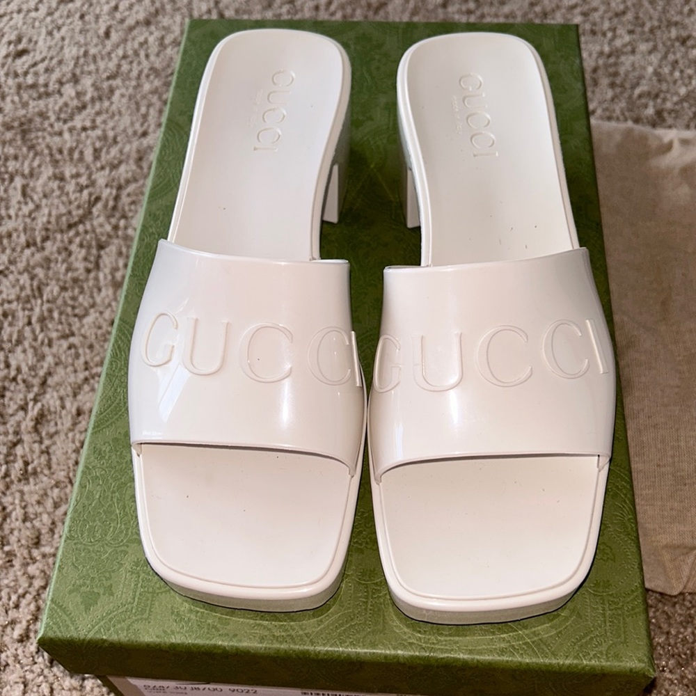 Gucci: Mystic White Rubber Mule